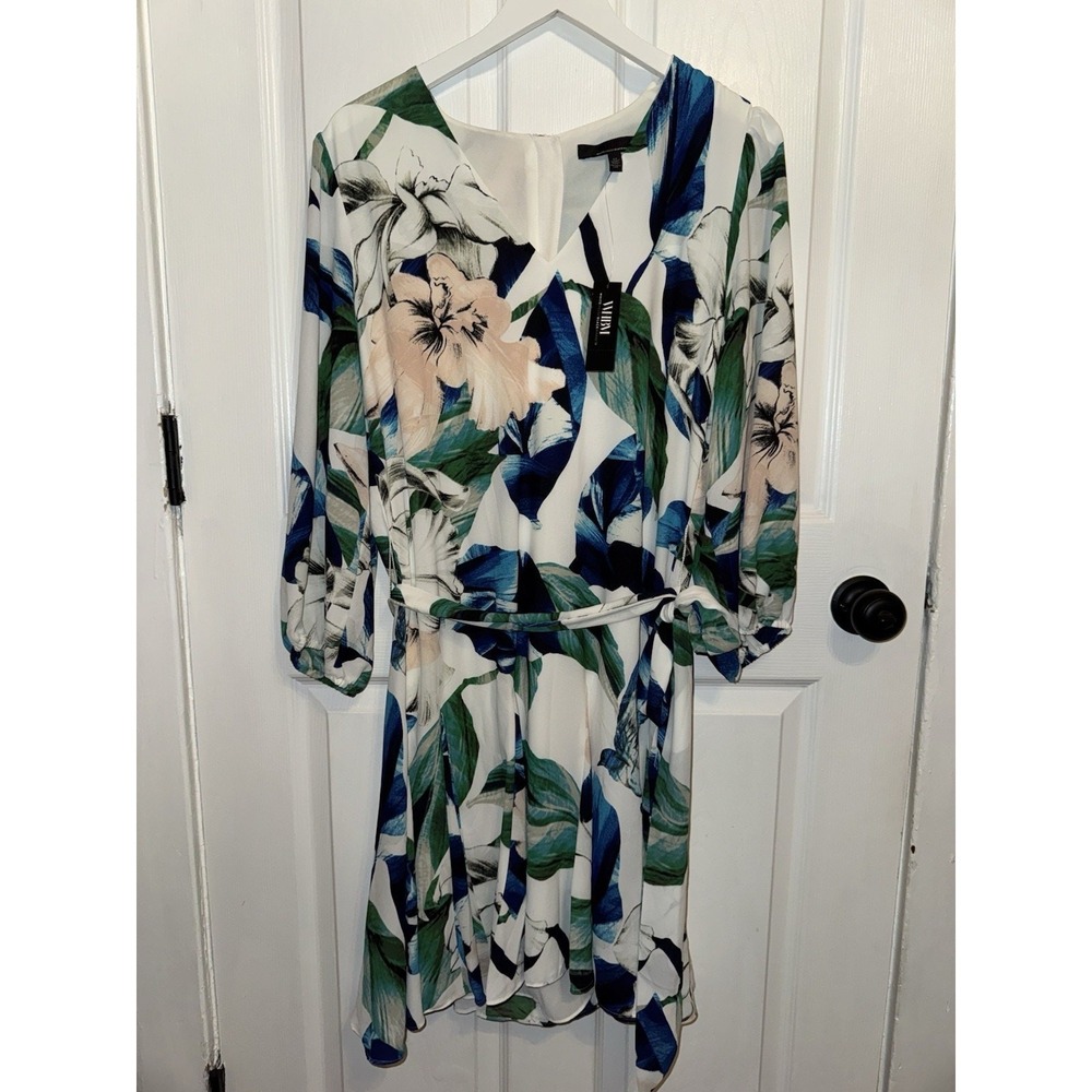 NEW $170 WHBM Godet Dress Elena Floral Ecru Twirl Flare Size 14